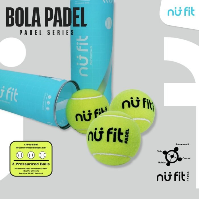 Nu Fit - Bola Padel - Padel Balls Isi 3 - Pressurized Padel Ball - Padel Ball