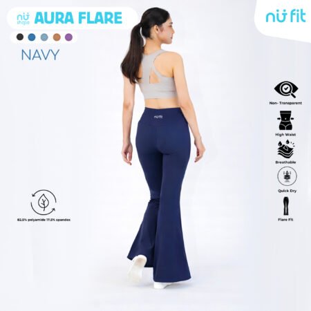 Nu Fit - Nu Shape Aura Flare Yoga Pants - Celana Olahraga Navy - Legging Sport Yoga Pilates
