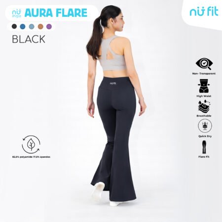Nu Fit - Nu Shape Aura Flare Yoga Pants - Celana Olahraga Black - Legging Sport Yoga Pilates