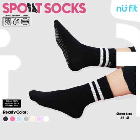 Nu Fit - Grip Socks - Kaos Kaki Antislip - Kaos Kaki Futsal Basket Tenis Running - Kaos Kaki Ankle Unisex- Hitam