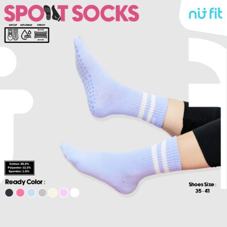 Nu Fit - Grip Socks - Kaos Kaki Antislip - Kaos Kaki Futsal Basket Tenis Running - Kaos Kaki Ankle Unisex - Purple