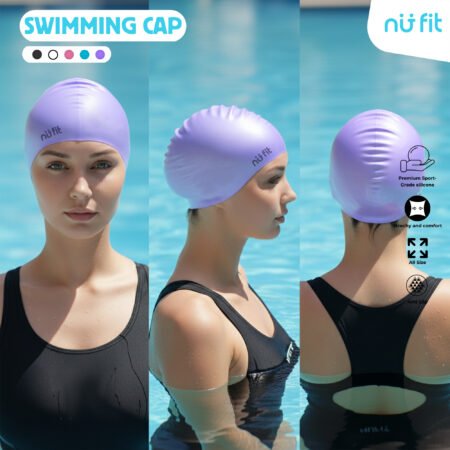 Nu Fit - Silicone Swimming Cap -  Penutup Kepala Anti Air - Topi Renang Silikon Premium Anti Slip Waterproof Elastis untuk Dewasa - Cap Silikon Elastomeric - Cap Silikon - Purple