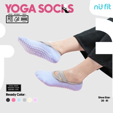 Nu Fit -Socks Yoga Pilates - Kaos Kaki Yoga Anti Slip - Kaos Kaki Pilates Gym Zumba Olahraga Wanita -  Kaos Kaki Tali Silang Fitness Gym Senam Ballet Pendek Anti Slip Anti Licin Socks - Purple