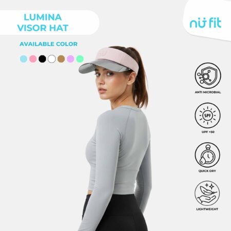 Nu Fit - Topi Olahraga - Lumina Visor Hat - Topi Visor Hat Wanita Pria Unisex - Topi Tennis Golf Running Sport UV UPF 50++ - Pink