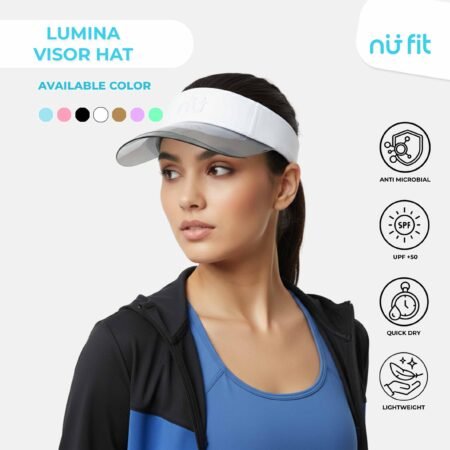 Nu Fit - Topi Olahraga - Lumina Visor Hat - Topi Visor Hat Wanita Pria Unisex - Topi Tennis Golf Running Sport UV UPF 50++ - Putih