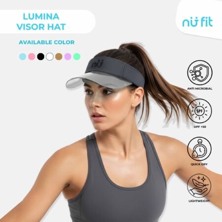 Nu Fit - Topi Olahraga - Lumina Visor Hat - Topi Visor Hat Wanita Pria Unisex - Topi Tennis Golf Running Sport UV UPF 50++ - Hitam