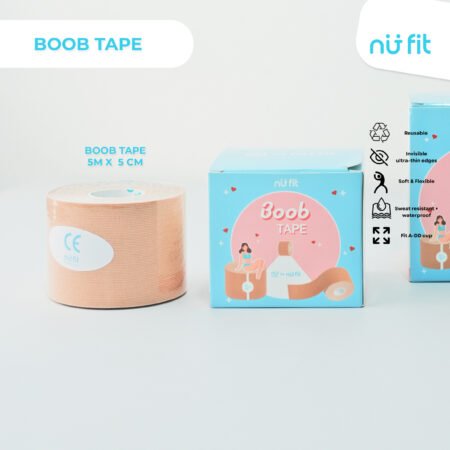 Nu Fit - Boob Tape Transparan dengan Nipple Cover | Bra Tanpa Tali Push Up | Bra Tempel Penutup Payudara Body Tape Anti Iritasi 5cm x 5m