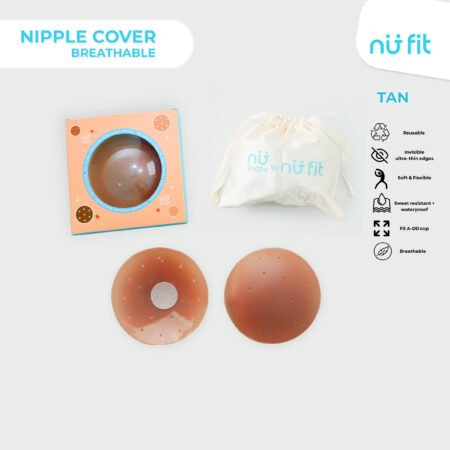 Nu Fit - Tan Breathable Nipple Cover 8cm Silicone dengan Lubang Anti Keringat | Penutup Puting Bra Tempel Anti Tembus Reusable Tahan Air Anti Slip Natural Look All Size