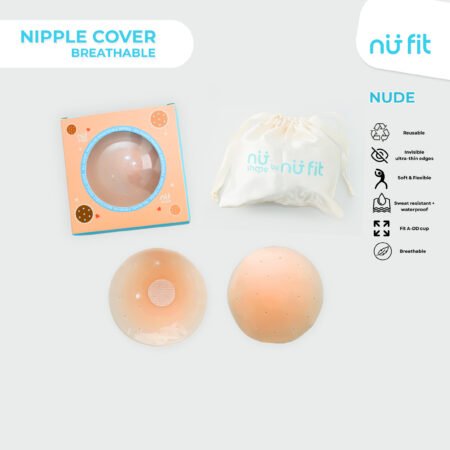 Nu Fit - Nude Breathable Nipple Cover 8cm Silicone dengan Lubang Anti Keringat | Penutup Puting Bra Tempel Anti Tembus Reusable Tahan Air Anti Slip Natural Look All Size