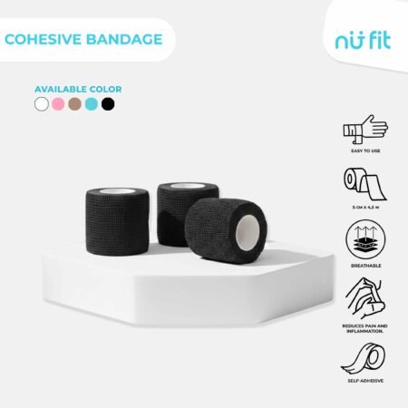 NU - FIT - Cohesive Bandages 5cm x 4,5M - Perban Elastis - Wristape Perban Elastis Perban Berperekat Cohesive Bandage - Black