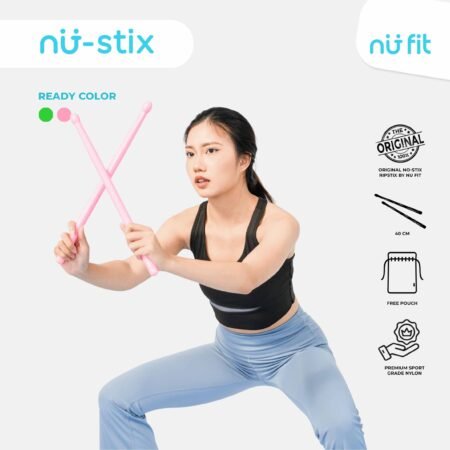 Nu Fit - Original Nu-stix Ripstix by Nu Fit Pink -  Poundfit Stick Yoga - Merah Muda