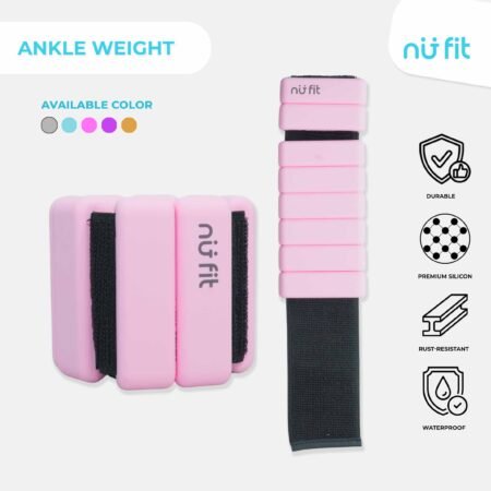 Nu Fit - [FREE POUCH] Adjustable Wrist & Ankle Weight Bangles - Weight Bracelet - Weight Bangle - Pemberat Tangan Pink 1 Kg - Pemberat Kaki - Pemberat Gym - Gelang Olahraga - Pemberat Tangan 1 kg Pink
