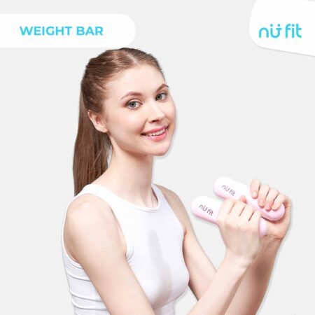 Nu Fit - [FREE POUCH] Weight Bar Premium 1 Kg - Dumbbel Mini - Barbell Mini - Non Slip Dumbbell - Non Slip Barbell Mini - Neoprene Dumbbell Mini - Dumbbell Wanita Anti Slip - Dumbbell Pria - Dumbell 1 kg Pink
