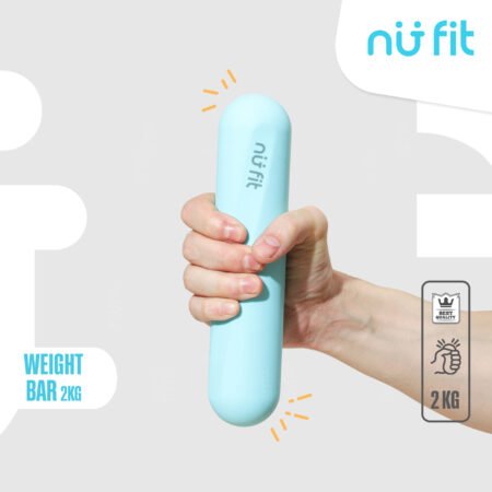 Nu Fit - [FREE POUCH] Weight Bar Premium 2 Kg - Dumbbel Mini - Barbell Mini - Non Slip Dumbbell - Non Slip Barbell Mini - Neoprene Dumbbell Mini - Dumbbell Wanita Anti Slip - Dumbbell Pria - Dumbell 2 Kg Biru