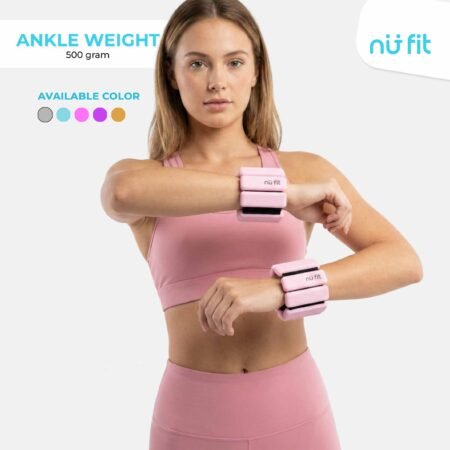 Nu Fit - [FREE POUCH] Adjustable Wrist & Ankle Weight Bangles - Weight Bracelet - Weight Bangle - Pemberat Tangan - Pemberat Kaki - Pemberat Gym - Gelang Olahraga - Pemberat kaki 0.5 kg Pink