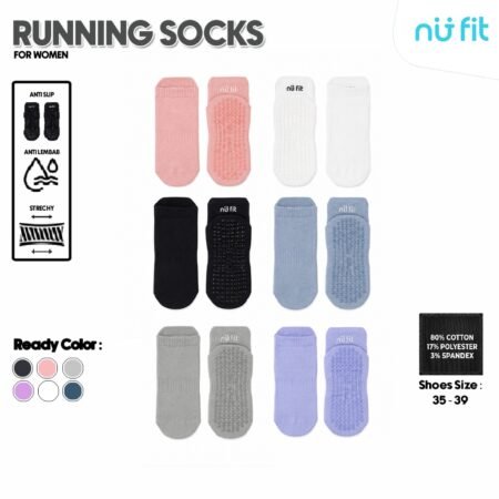 Nu Fit - Kaos Kaki Olahraga Anti Slip Unisex - Running Socks Women -  Running Socks Men - Kaos kaki Lari Trail Run Futsal Gym - Kaos Kaki Pria Wanita Unisex