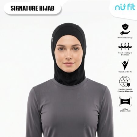 Nu Fit - Hijab Sport Instan Jilbab Olahraga Bergo Sport Kerudung Lari Gym Senam Spandex Menyerap Keringat Tidak Gerah Slim Fit | Nu Shape Signature Hijab